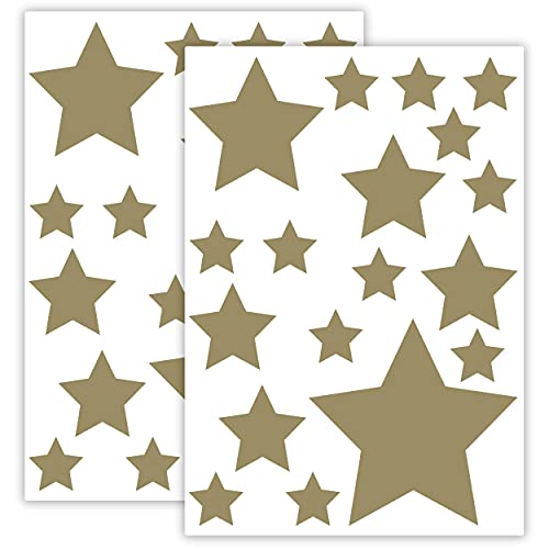 Sternen Set Kinderzimmer 36 Stück Sterne Aufkleber Sternenhimmel zum Kleben Stern Wandtattoo Wandaufkleber Sticker Wanddeko (Gold) von Sticker Genie