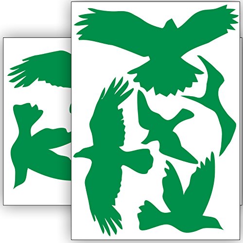 Vogelschutz und Fensterschutz - 10 Aufkleber - Schutz vor Vogelschlag - Sticker Vögel (Grün) von Sticker Genie