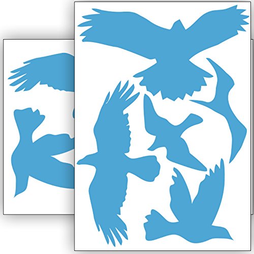 Vogelschutz und Fensterschutz - 10 Aufkleber - Schutz vor Vogelschlag - Sticker Vögel (Lichtblau) von Sticker Genie