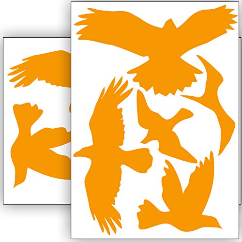 Vogelschutz und Fensterschutz - 10 Aufkleber - Schutz vor Vogelschlag - Sticker Vögel (Orange) von Sticker Genie