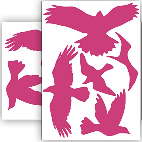 Vogelschutz und Fensterschutz - 10 Aufkleber - Schutz vor Vogelschlag - Sticker Vögel (Pink) von Sticker Genie