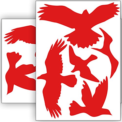 Vogelschutz und Fensterschutz - 10 Aufkleber - Schutz vor Vogelschlag - Sticker Vögel (Rot) von Sticker Genie