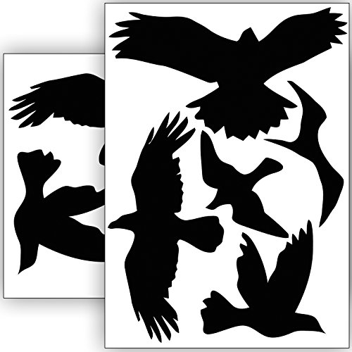 Vogelschutz und Fensterschutz - 10 Aufkleber - Schutz vor Vogelschlag - Sticker Vögel (Schwarz) von Sticker Genie