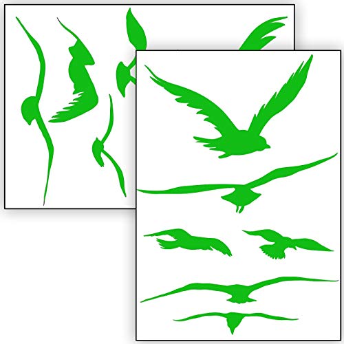 Vogelschutz und Fensterschutz - 12 Aufkleber - Schutz vor Vogelschlag - Sticker Vögel (Grün) von Sticker Genie