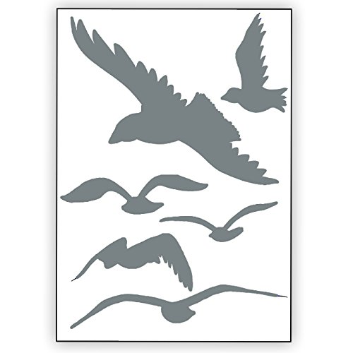 Vogelschutz und Fensterschutz - 6 Aufkleber - Schutz vor Vogelschlag - Sticker Vögel (Grau) von Sticker Genie
