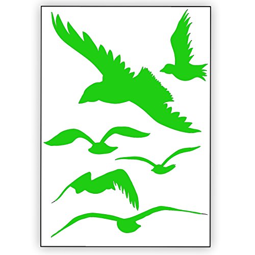 Vogelschutz und Fensterschutz - 6 Aufkleber - Schutz vor Vogelschlag - Sticker Vögel (Grün) von Sticker Genie