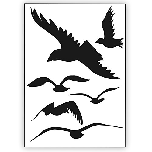 Vogelschutz und Fensterschutz - 6 Aufkleber - Schutz vor Vogelschlag - Sticker Vögel (Schwarz) von Sticker Genie