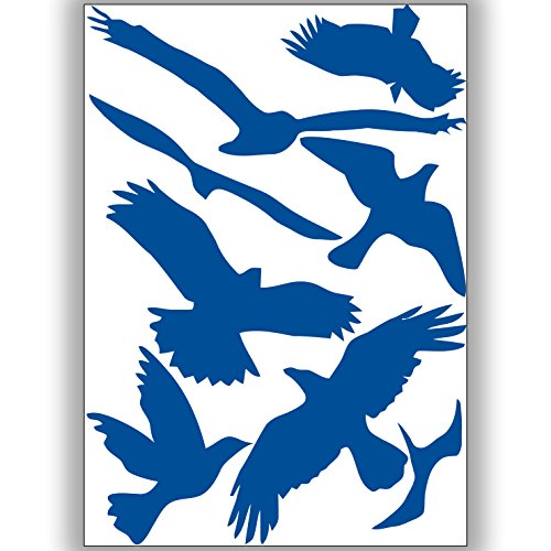 Vogelschutz und Fensterschutz - 8 Aufkleber - Schutz vor Vogelschlag - Sticker Vögel (Blau) von Sticker Genie