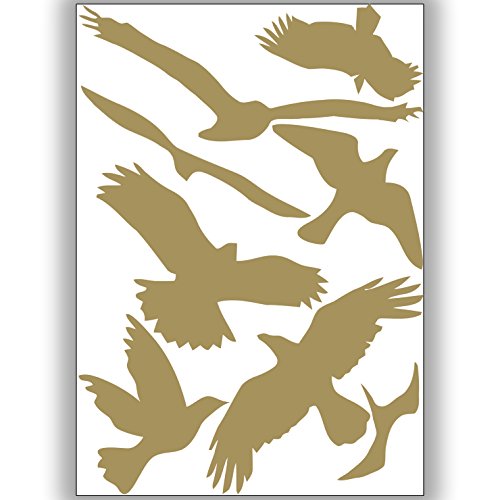 Vogelschutz und Fensterschutz - 8 Aufkleber - Schutz vor Vogelschlag - Sticker Vögel (Gold) von Sticker Genie