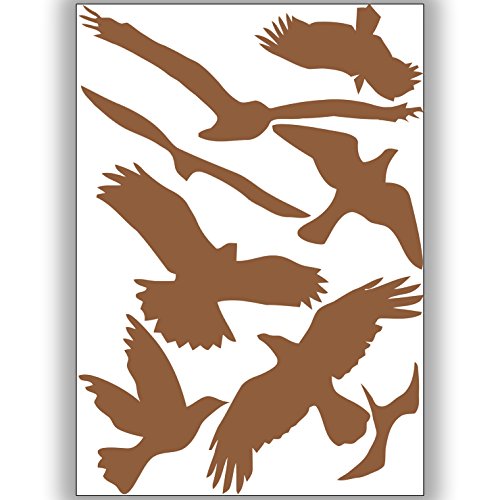 Vogelschutz und Fensterschutz - 8 Aufkleber - Schutz vor Vogelschlag - Sticker Vögel (Lehmbraun) von Sticker Genie