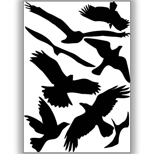 Vogelschutz und Fensterschutz - 8 Aufkleber - Schutz vor Vogelschlag - Sticker Vögel (Schwarz) von Sticker Genie