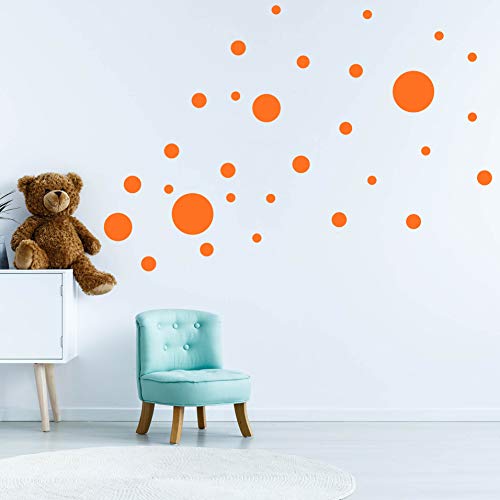 WANDKIND 32 Kreise Set - Punkte Wandtattoo Wandaufkleber Sticker Aufkleber Rund Himmel (Orange) von Sticker Genie