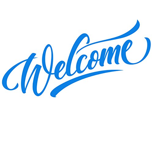 Welcome Willkommen Wandtattoo Sticker Aufkleber Wandaufkleber wiederablösbar (40 cm x 14 cm, Lichtblau) von Sticker Genie