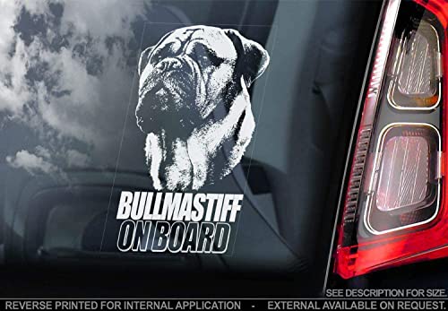 Bullmastiff - Auto Sticker - Hund Schild Fenster, Bumper Aufkleber Geschenk - V001 - Weiß/Klar - Externe Außerhalb Aufdruck, 175x100mm von Sticker International