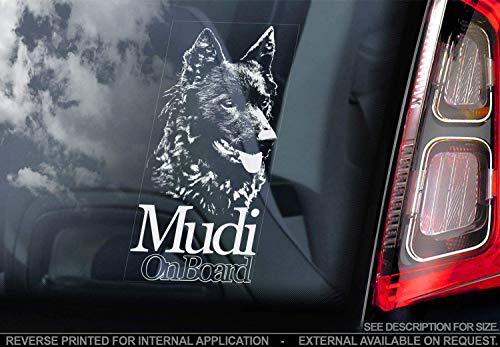 MUDI - Auto Sticker - Hund Schild Fenster, Bumper Aufkleber Geschenk - V002 von Sticker International