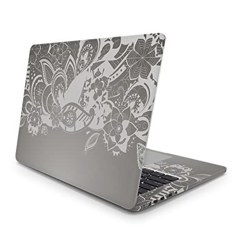 Sticker Master Gray Floral Vinyl-Aufkleber Skin Cover 13 14 15 Zoll Notebook-Aufkleber für MacBook Asus Acer Hp Lenovo Huawei Dell Vs Toshiba 15.6 inch (38x27 cm) von Sticker Master
