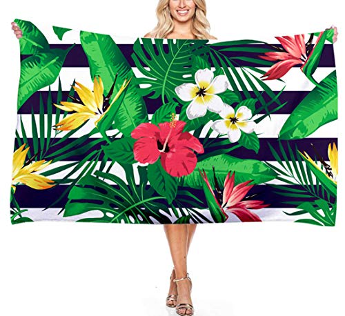 3D Flamingo Strandtuch Mikrofaser Rechteck Palm Blume Grünes Blatt Bedruckte Decke Yoga Fitnessstudio Outdoor-Sportarten XXL Handtuch Bademantel für Erwachsene Kinder (Mehrfarbig 8, 150 x 180 cm) von Sticker Superb