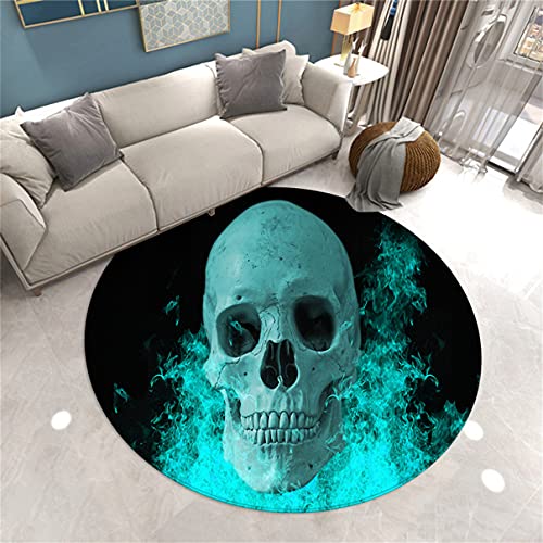 3D Floral Skull Runder Teppich Wohnzimmer Schwarz Grau Pink Death Skull Gothic Style Schlafzimmer Dekoration Teppich Teenager Männer Gaming Zone Rugs Mat Rutschfest Washable (Farbe 2,120 cm) von Sticker Superb.