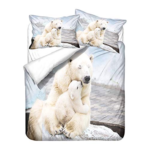 3D Ozean Land Tiere Bettwäsche-Set Eisbär Delfin Korallenriff Schildkröte Baby Pinguin Koala Dichtung Mehrfarbig Polyester Bettbezug 135x200 cm und Kissenbezug 80x80 cm (Weiß,135 x 200 cm) von Sticker Superb.