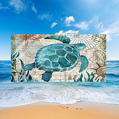 3D Ozean Tier Schildkröte Tintenfisch Delfin Strandtuch Groß XL XXL Schnelltrocknend Strandtücher, Handtuch Strand, Männer Damen Badetuch Strandtuch Handtuch (Beige 2,150x200cm) von Sticker Superb