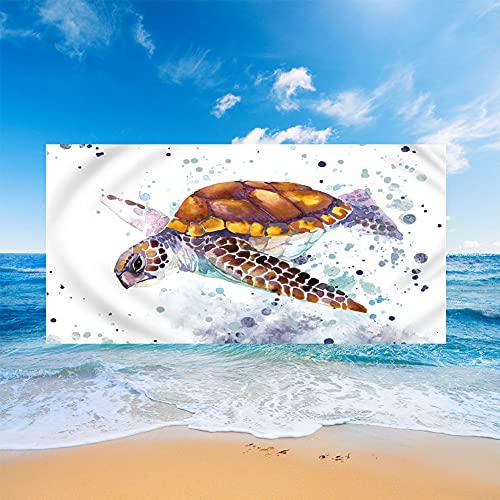 3D Ozean Tier Schildkröte Tintenfisch Delfin Strandtuch Groß XL XXL Schnelltrocknend Strandtücher, Handtuch Strand, Männer Damen Badetuch Strandtuch Handtuch (Weiß,100x200cm) von Sticker Superb