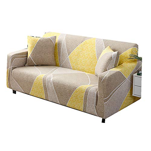 3D Tier Hase Fuchs Star Elastischer Sofabezug Sofahusse, Stretch-Stoff Couch-Bezug, Couchbezug Sofa Abdeckung Hussen Sofa Couch Sessel (Gelb,3 Sitzer) von Sticker Superb.