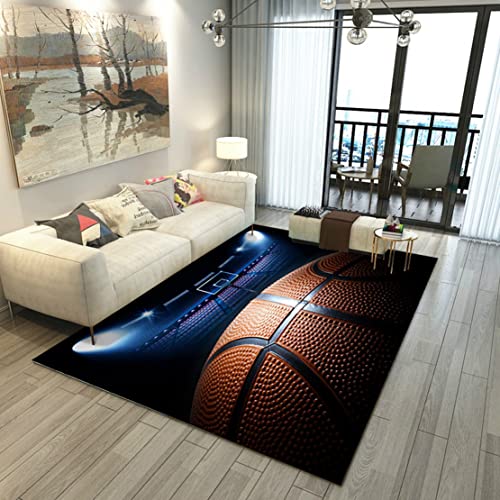 3D Wasser Feuer Basketball Teppich Sport Platz Wohnzimmer Schlafzimmer Dekoration Teppich Rutschfest Hauseingang Fußmatte Küche Bodenmatte Kinderzimmer Spiel Krabbelmatte (Farbe 3,160X200 cm) von Sticker Superb.