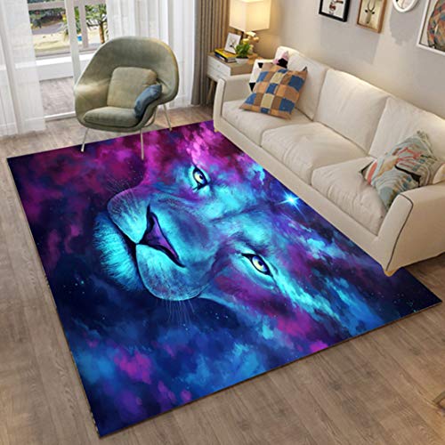 3D Wolf Tiger Löwe Muster Cartoon Teppiche für Wohnzimmer Schlafzimmer Dekor Teppich Weiche Flanell Kinderzimmer Spielbereich Teppiche Küche Korridor Esszimmer Bodenmatte (Lila,120*160cm) von Sticker Superb.