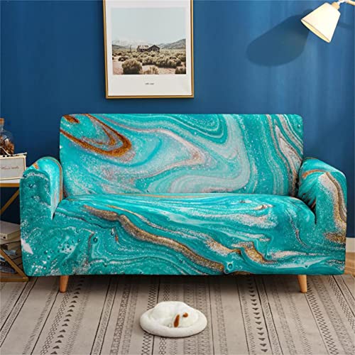 Art Marble Sofabezug 1 Stück Elastischer Sofabezug Multicolor Vision Abstraktes Geometrisches Marmor Muster Polyester Sofabezug Stoff Antifouling Sofabezug Wohnzimmer (Farbe 1,3 Sitze) von Sticker Superb.