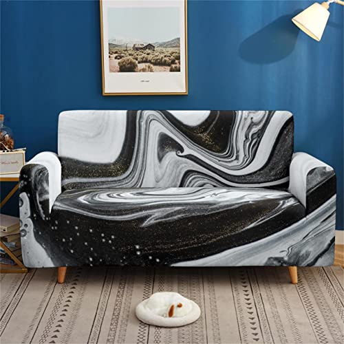 Art Marble Sofabezug 1 Stück Elastischer Sofabezug Multicolor Vision Abstraktes Geometrisches Marmor Muster Polyester Sofabezug Stoff Antifouling Sofabezug Wohnzimmer (Farbe 2,3 Sitze) von Sticker Superb.