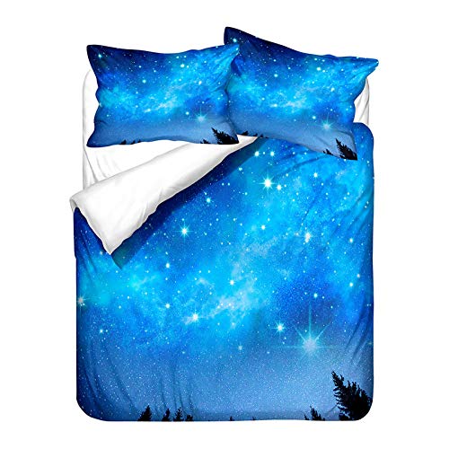 Bettwäsche Set Blau Lila Galaxis Planet Äußere Platz Universum Wirbel Geheimnisvoll Schwarz Loch Planet Track Konstellation Muster Bettbezug und Kissenbezug 80x80 cm (Blue,220 x 240 cm) von Sticker Superb.