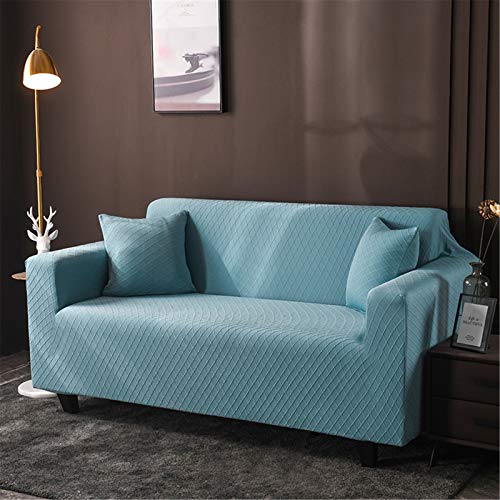 Blau Grau Rosa Jacquard Elastischer Sofabezug Sofahusse, Stretch-Stoff Couch-Bezug, Couchbezug Sofa Abdeckung Hussen Sofa Couch Sessel (Blau,2 Sitzer) von Sticker Superb.