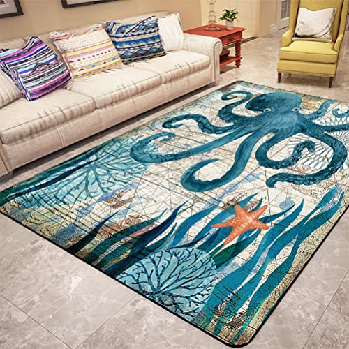 Dolphin Turtle Octopus 3D Ocean Teppiche Großes Wohnzimmer Teppich Schlafzimmer Kinderzimmer Rutschfeste Blaue Meerestiere Fußmatten für Küchenspüle,Krabbelmatte für Kinder (Blau 4,100 x 160 cm) Dolphin Turtle Octopus 3D Ocean Teppiche Großes Wohnzimmer Teppich Schlafzimmer Kinderzimmer Rutschfeste Blaue Meerestiere Fußmatten für Küchenspüle,Krabbelmatte für Kinder (Blau 4,100 x 160 cm) von Sticker Superb.
