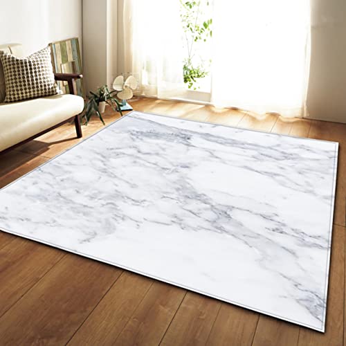 Flanell Weicher Teppich Wohnzimmer Marmor Muster Moderne Wohnkultur Teppich Küche Schlafzimmer Couchtisch Nachttisch Matte Großer Teppich rutschfest Waschbar (Weiß,140x200 cm) von Sticker Superb.
