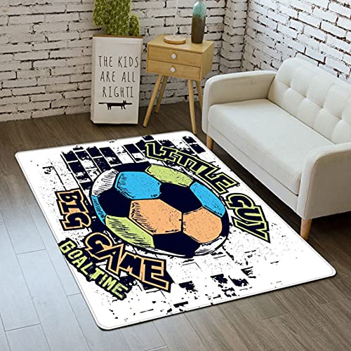 Fußball Teppich Schlafzimmer Wohnzimmer Küche Teppiche Soccer Karikatur Graffiti Buchstabe Football Sport Bodenmatte Fußmatten Schnelltrocknende Toilette Badteppich Wohnkultur (Bunt 4,50x80 cm) von Sticker Superb.