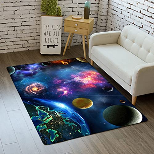 Galaxis Sternenklarer Himmel Teppich für Teenager Jungen Mädchen Kinder 3D Weltraum Planet Drucken Dekorativer Rugs Schlafzimmer Wohnzimmer Carpets Waschbare Anti-Rutsch Matte (Bunt,120x160 cm) von Sticker Superb.