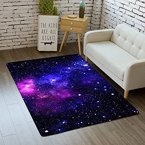 Galaxis Sternenklarer Himmel Teppich für Teenager Jungen Mädchen Kinder 3D Weltraum Planet Drucken Dekorativer Rugs Schlafzimmer Wohnzimmer Carpets Waschbare Anti-Rutsch Matte (Lila,80x160 cm) von Sticker Superb.