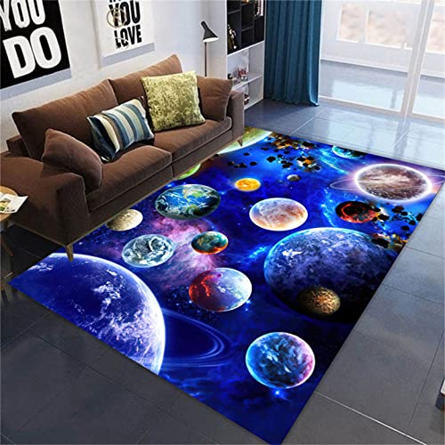 Galaxy Starry Wohnzimmer Teppich Großer Planet Kinderzimmerteppich Earth Star Area Teppich Kinderzimmer Teppich Gaming Zone rutschfeste Bodenmatte Korridor Küche Fußmatte (100 x 150 cm, Farbe 4) von Sticker Superb.
