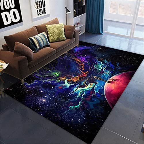 Galaxy Starry Wohnzimmer Teppich Großer Planet Kinderzimmerteppich Earth Star Area Teppich Kinderzimmer Teppich Gaming Zone rutschfeste Bodenmatte Korridor Küche Fußmatte (140 x 180 cm, Farbe 1) von Sticker Superb.