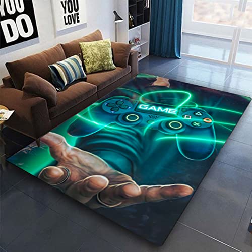 Gamer Controller Groß Teppich Graffiti Spielkonsolen Wohnzimmer Teppich Fußmatte Stiefmatte Badezimmer Matte Haustiermatte Schlafzimmer Bettvorleger Junge Mädchen Geschenk (Grün,120x180 cm) von Sticker Superb.