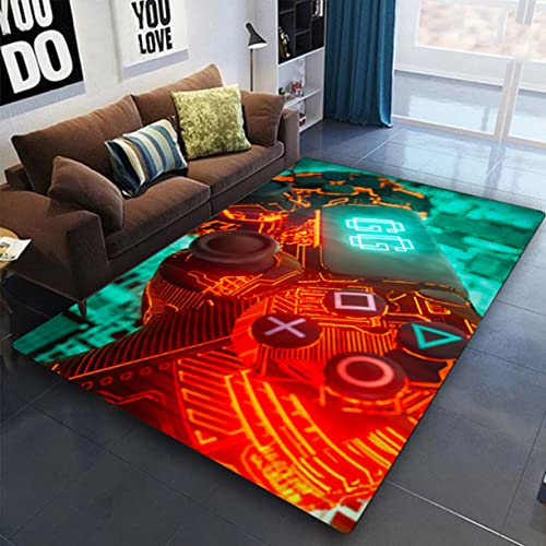 Gamer Controller Groß Teppich Graffiti Spielkonsolen Wohnzimmer Teppich Fußmatte Stiefmatte Badezimmer Matte Haustiermatte Schlafzimmer Bettvorleger Junge Mädchen Geschenk (Orange,120x180 cm) von Sticker Superb.