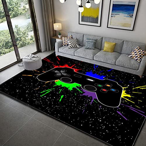 Xisnuient Gamer Controller Teppiche Rutschfeste Fußmatte Runner Teppich für Wohnzimmer Schlafzimmer Kinder Spiel Krabbelmatte Teenager Junge Graffiti Spielkonsole Großer Rugs (Schwarz,100x120 cm) von Sticker Superb.