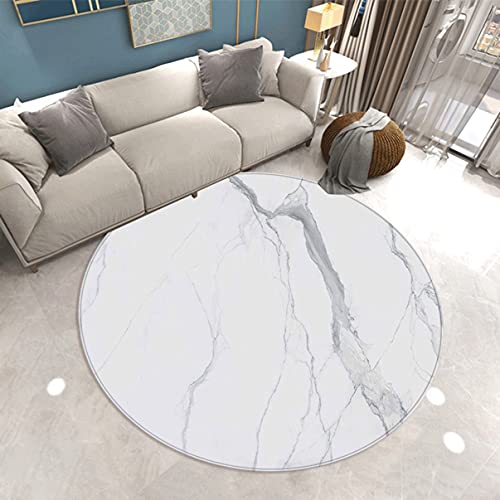 Marmor Muster Serie Runder Teppich Wohnzimmer Schlafzimmer Marble 3D-Druck Area Rugs Kinderspiel rutschfeste Küche Korridor Restaurant Fußmatte Outdoor Teppich Stuhlmatte (Weiß,160cm/63in) von Sticker Superb.