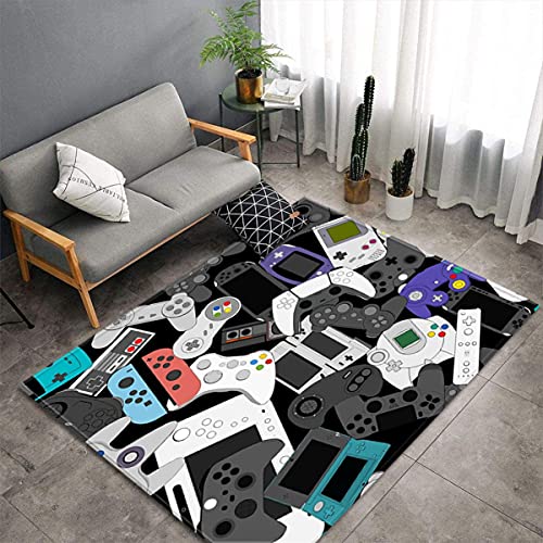 Moderne Gamer Teppiche für Schlafzimmer Teenager Junge Mädchen Kinder Anime Gaming Graffiti Gamepad Joystick Muster Wohnzimmer Dekoration Innenbereich Rugs Rutschfeste Pads (Grau 1,120x160 cm) von Sticker Superb.