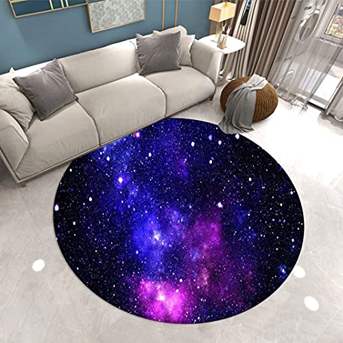 Runde Teppiche Galaxy Weltraum Universum Planeten Druck Couchtisch Stuhlmatte Schlafzimmer Wohnzimmer Teppich Blau Lila Orange Sternenhimmel Kid Play Crawl rutschfeste Big Rug (Farbe 4,140 cm) von Sticker Superb.