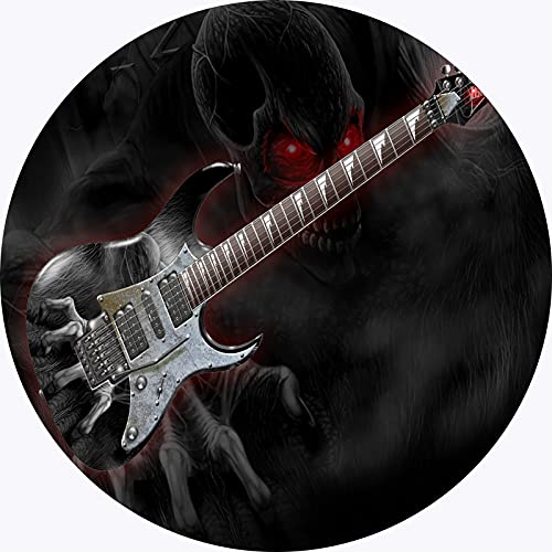 Runder Teppich Retro Salon Musik Schallplatte Flamme Gitarre Bodenmatte Eingangstür Rutschfeste Carpet Wohnzimmer Schlafzimmer Esszimmer Tisch Flur Teppich Hocker Stuhlmatten (Multi 5,140cm/55.3in) von Sticker Superb.
