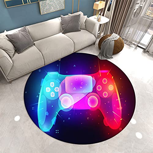 Runder Teppich Schlafzimmer Modern Gamer 3D Controller Teenager Kind Junge Wohnzimmer Teppich Rutschfester Traum Sternenhimmel Spielkonsole Dekoration Teppich Flanellteppiche (Bunt 3,100cm) von Sticker Superb.
