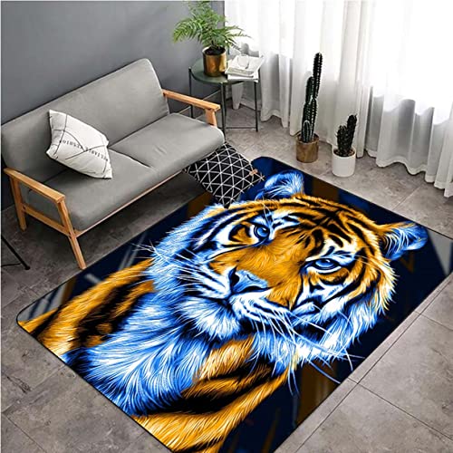 Schlafzimmer Teppich Modern Dschungel Wildtier 3D Tiger Print Wohnzimmer Teppich Sternenhimmel Flamme Katzen Rutschfester Teppich Gelb Rot Grün Flanell Kid Play Crawl Big Rug (Bunt 3,50x80 cm) von Sticker Superb.