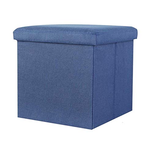 Sitzhocker mit Stauraum, Einfarbig Faltbar Truhen Aufbewahrungsbox für Spielzeug Fußbank Fußablage, Deckel abnehmbar (Blau, 30x30x30 cm) von Sticker Superb