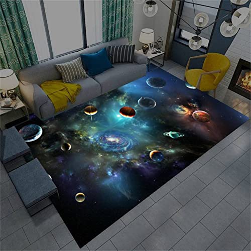 Star Galaxy Teppich, Wohnzimmerteppich Universum Planet Blau Lila Kinderteppich Junge Mädchen Raumdekoration Fußabtreter Badezimmermatte Flur Teppich Spielplatzteppich (Grau,60 x 120 cm) von Sticker Superb.